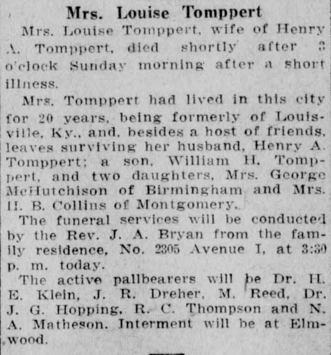 Louise Tomppert obituary